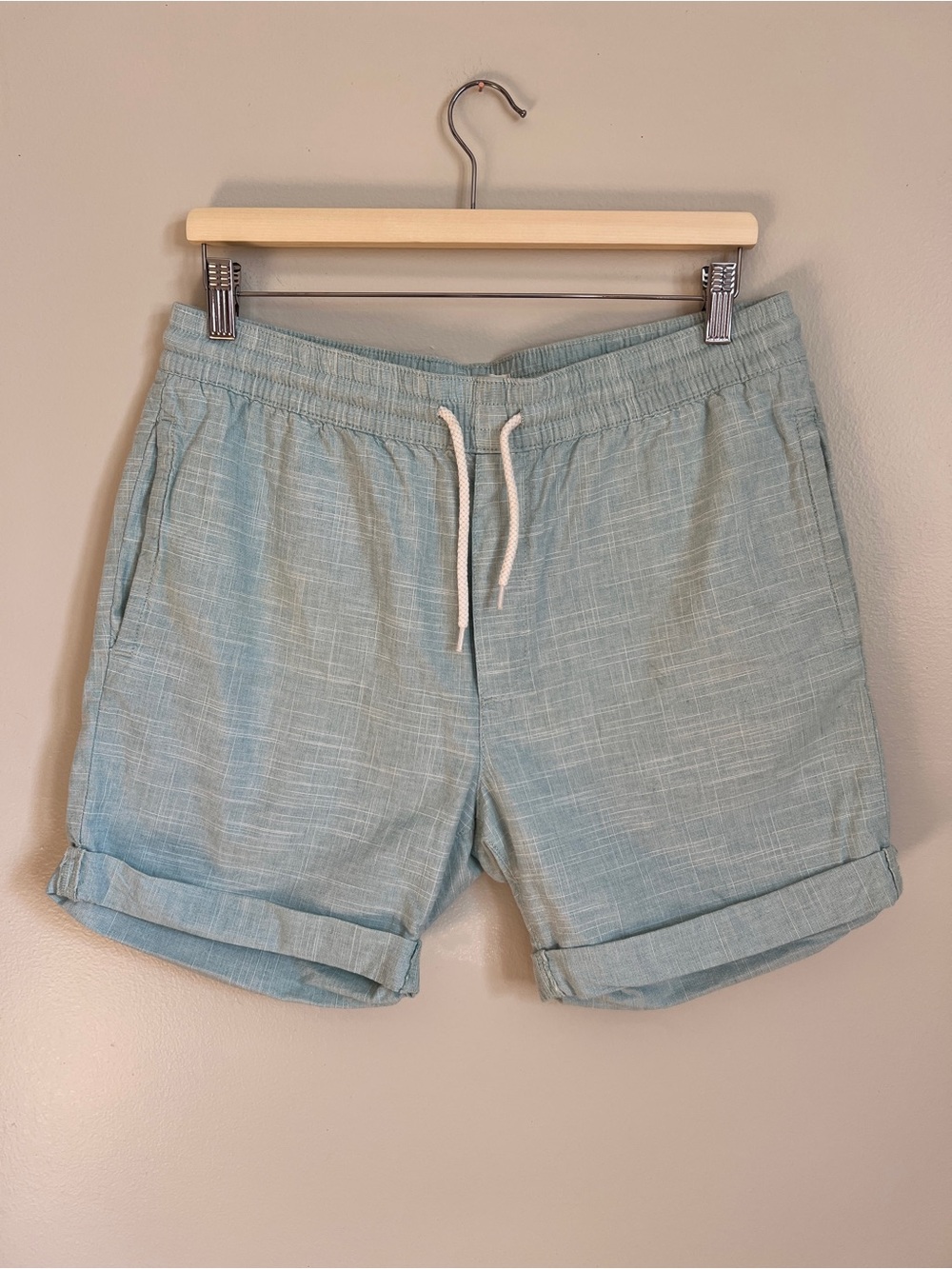 H&M Light Green Woven Casual 100% Cotton Shorts